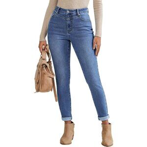 Women's Fleece-Lined High-Waisted Skinny Jeans Durable Stretchy Denim